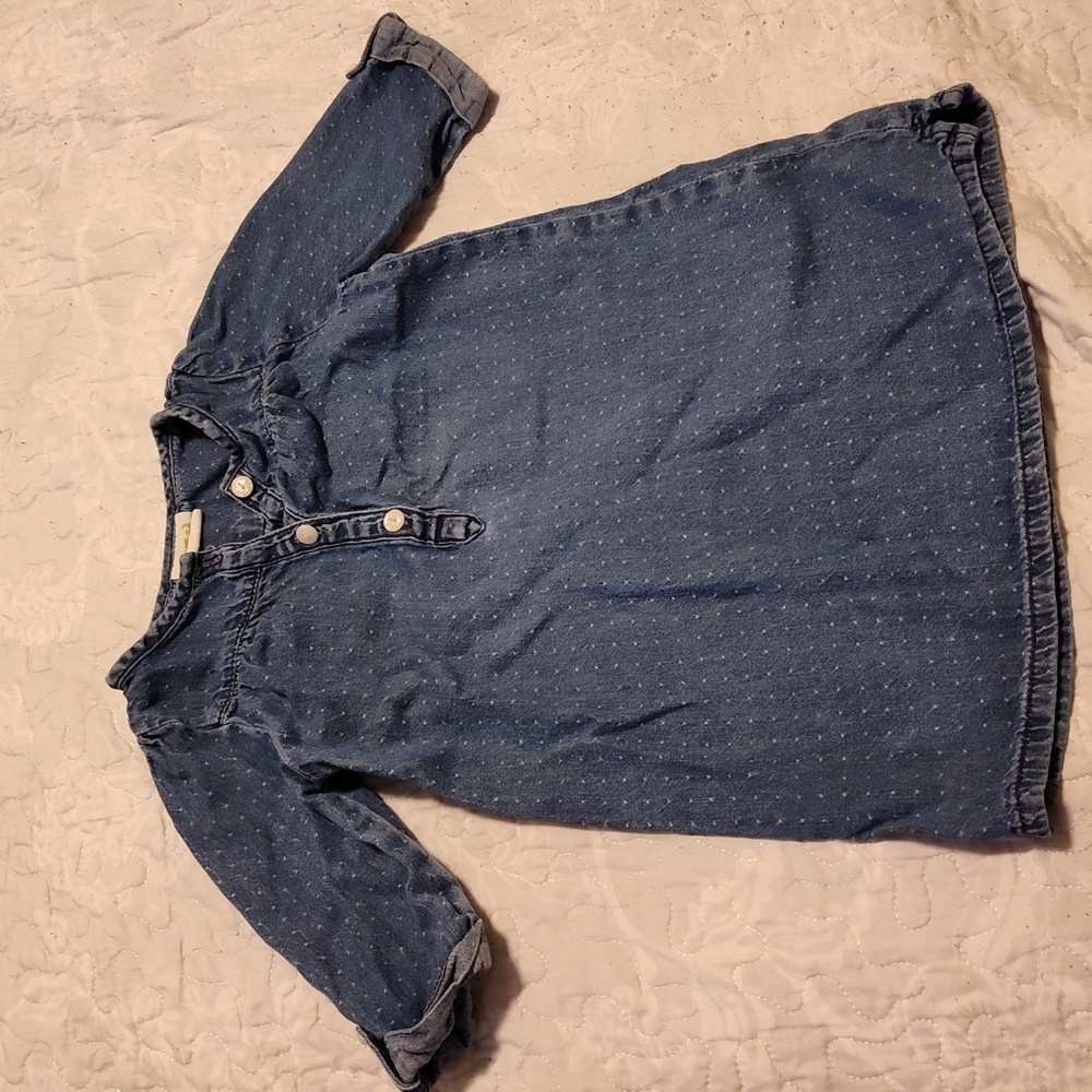 Denim Dress Polka Dot 3/4 Sleeve - 3t but fits like 2t